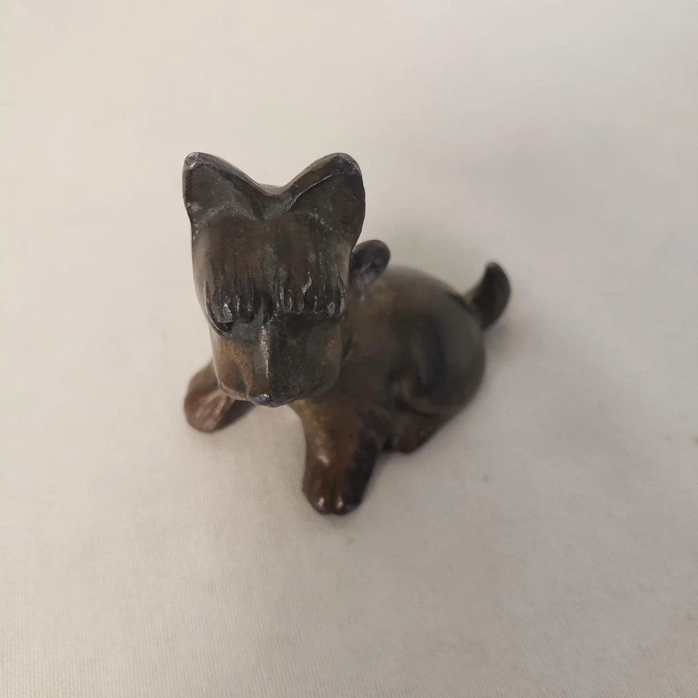 VTG Cast Metal Scottie Terrier Dog Figurine Miniature Charm Pendant, Paperweight